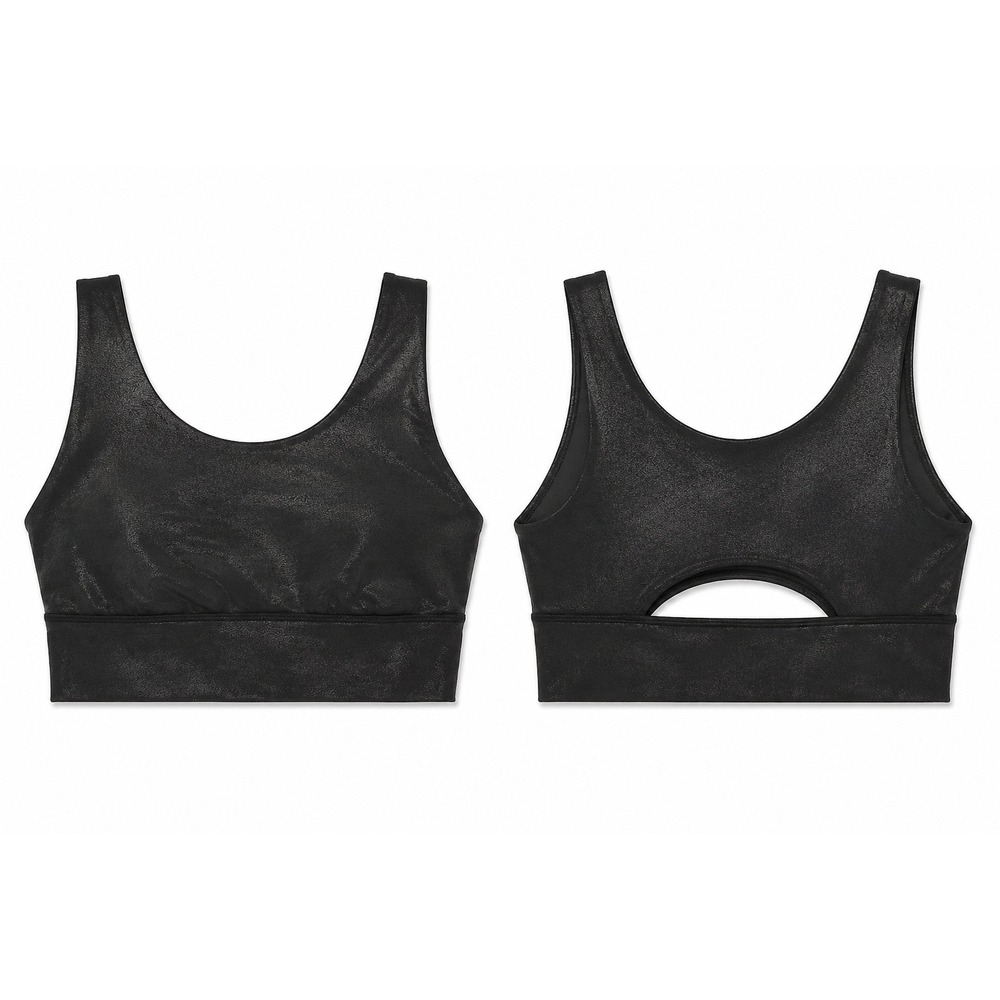 OFFLINE Aerie Hugger Crackle Sports Bra L Black Cut Out Back Athleisure Edgy